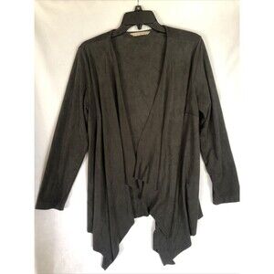 Soft Surroundings Women's Dark Gray Suede-like Cardigan, Long-Tunic, Size M/L